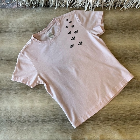 Vintage y2k 2003 ADIDAS Pink Logo Short Sleeve Crew Neck T-Shirt Baby Tee S - Picture 1 of 8